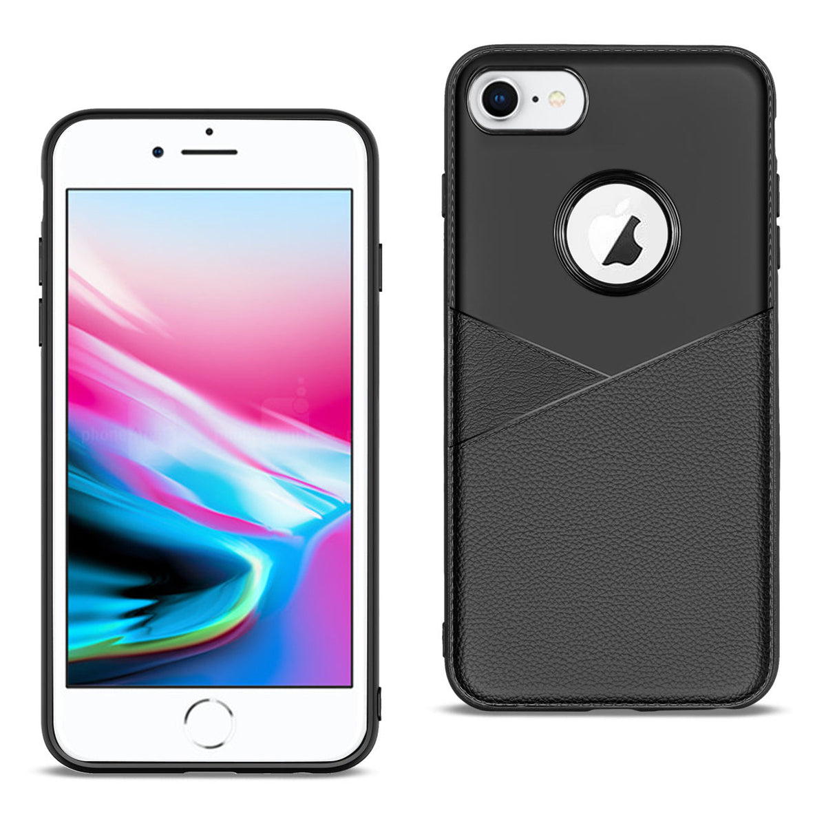 Reiko iPhone 7/8/SE2 TPU Leather feel Case Leather Fit Flexible Slim Premium Case in Black