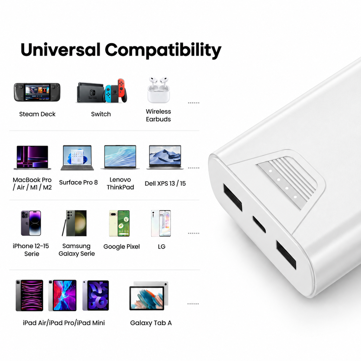 10000 mAh high capacity fast charging dual USB output black power bank | SKU: M2RVD-PB041WH
