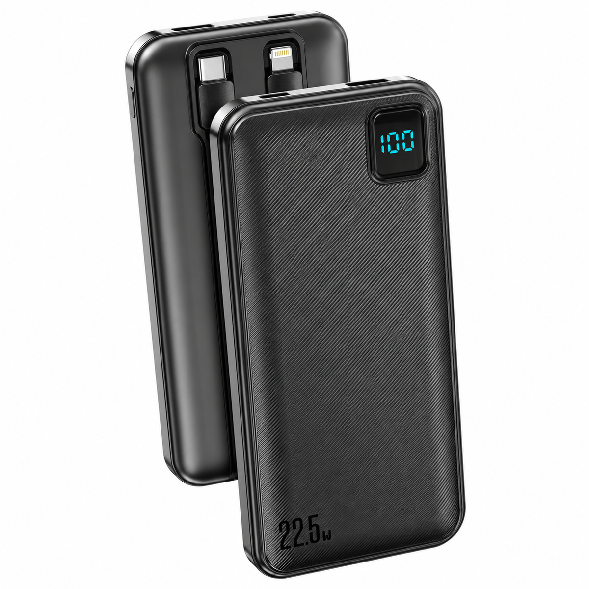 High quality 10000mAh Power Bank with digital display with Type-C/ IP cable for phones | SKU: M2RVD-PB060BK