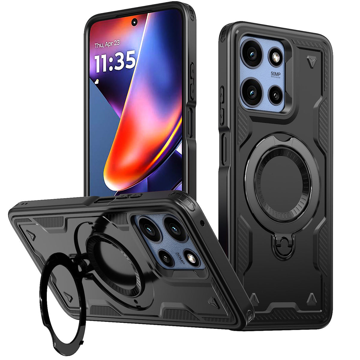 Reiko 360¡ã Rotating Magnetic Versatile Stand Gray Compatible with Motorola Moto G Stylus 5G 2025