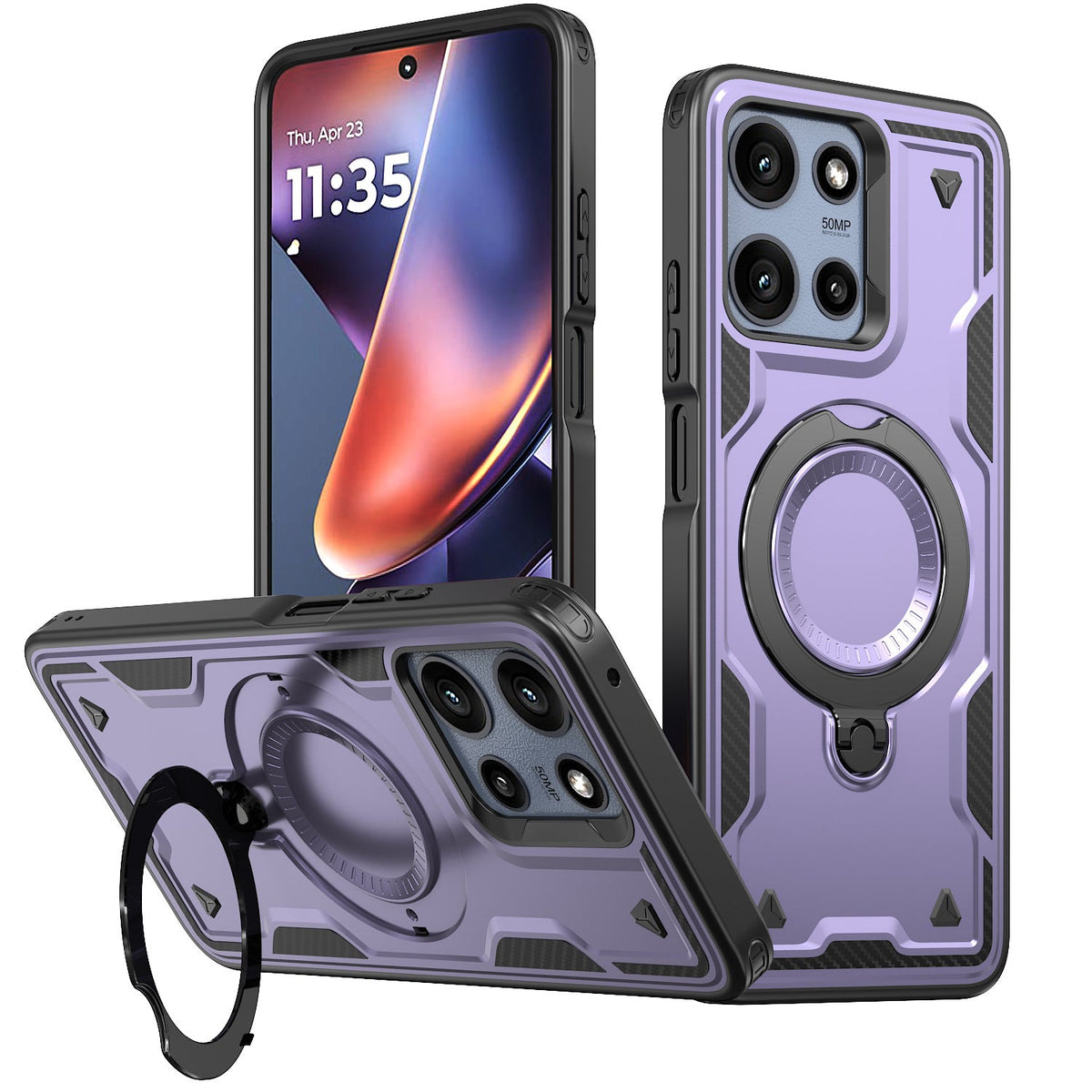 Reiko 360¡ã Rotating Magnetic Versatile Stand Gray Compatible with Motorola Moto G Stylus 5G 2025