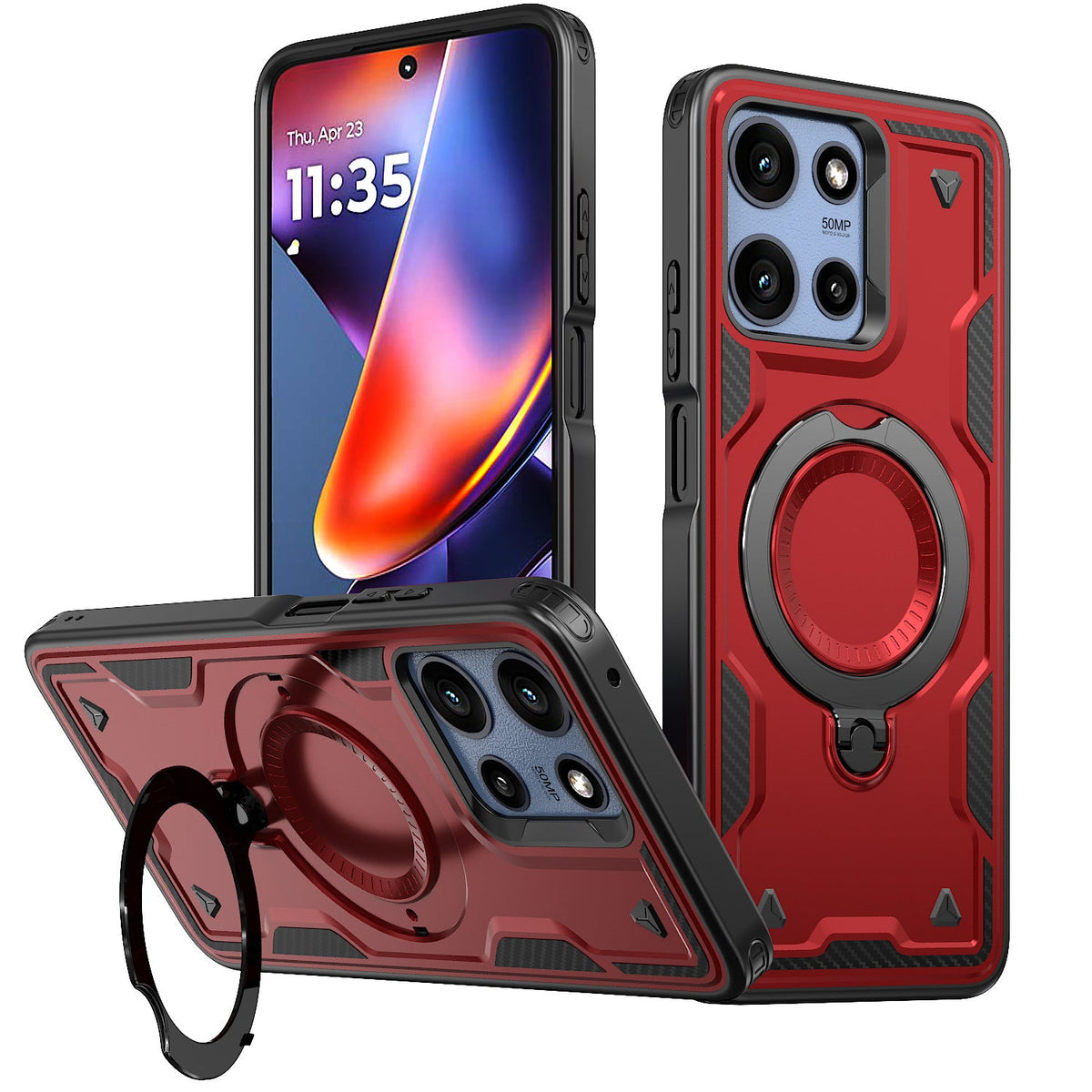 Reiko 360¡ã Rotating Magnetic Versatile Stand Gray Compatible with Motorola Moto G Stylus 5G 2025