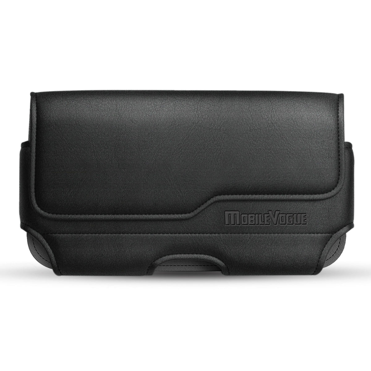 MV Horizontal Leather Pouch With Z Lid Pattern With Embossed Logo In Black (5.8X3.2X0.7 Inches) | SKU: MV115-583207BK