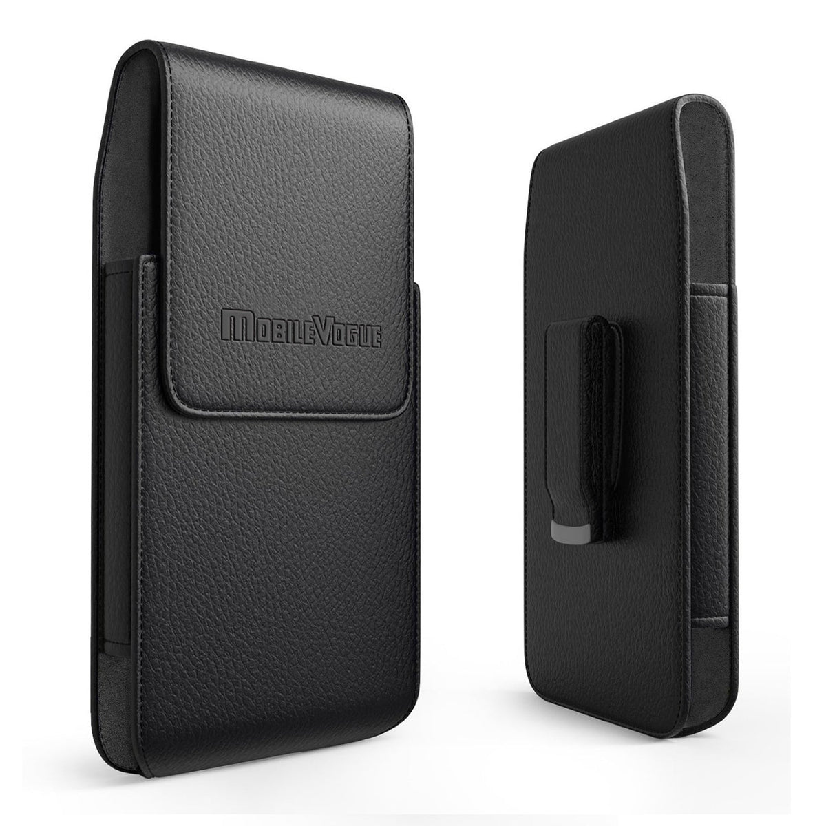MV Vertical Leather Pouch With Magnetic Closure and Belt Loop In Black (6.6 x 3.5 x 0.7 Inches) | SKU: MV385-663507BK