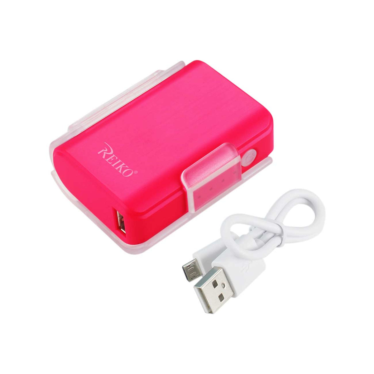 REIKO 4000MAH UNIVERSAL POWER BANK WITH CABLE IN HOT PINK   SKU:PB4000-HPK