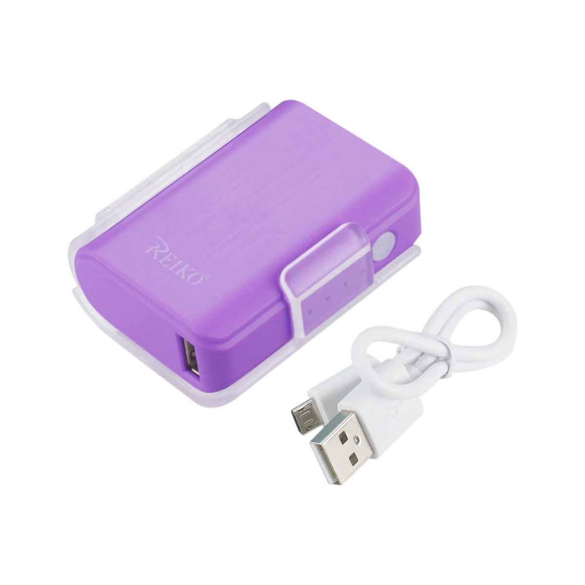 REIKO 4000MAH UNIVERSAL POWER BANK WITH CABLE IN PURPLE   SKU:PB4000-PP