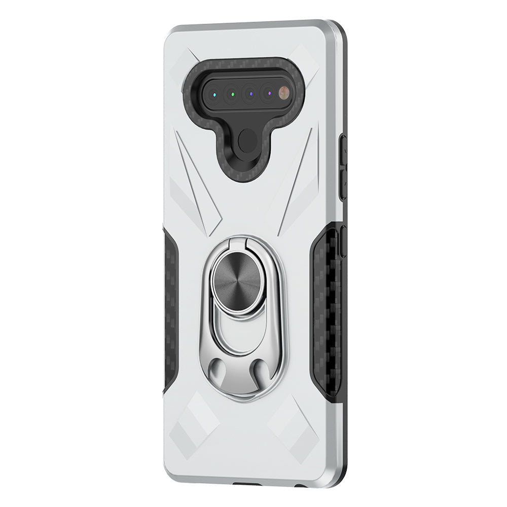 Phone Case with Ring Holder LG K51 Case In Silver