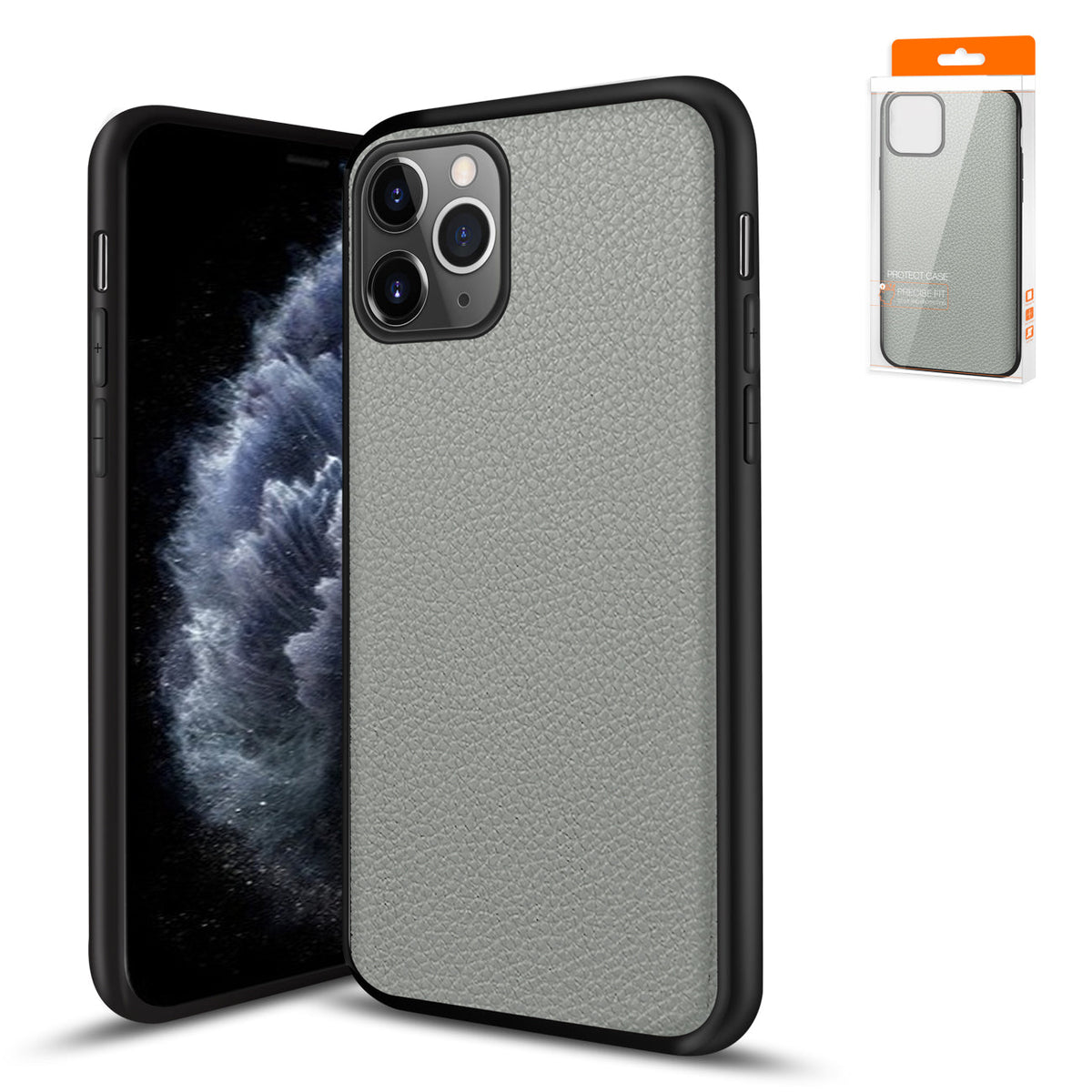 Reiko Premium PU Leather Outside and Flexible TPU Silicone Hybrid Slim Case for IPhone 11 PRO
