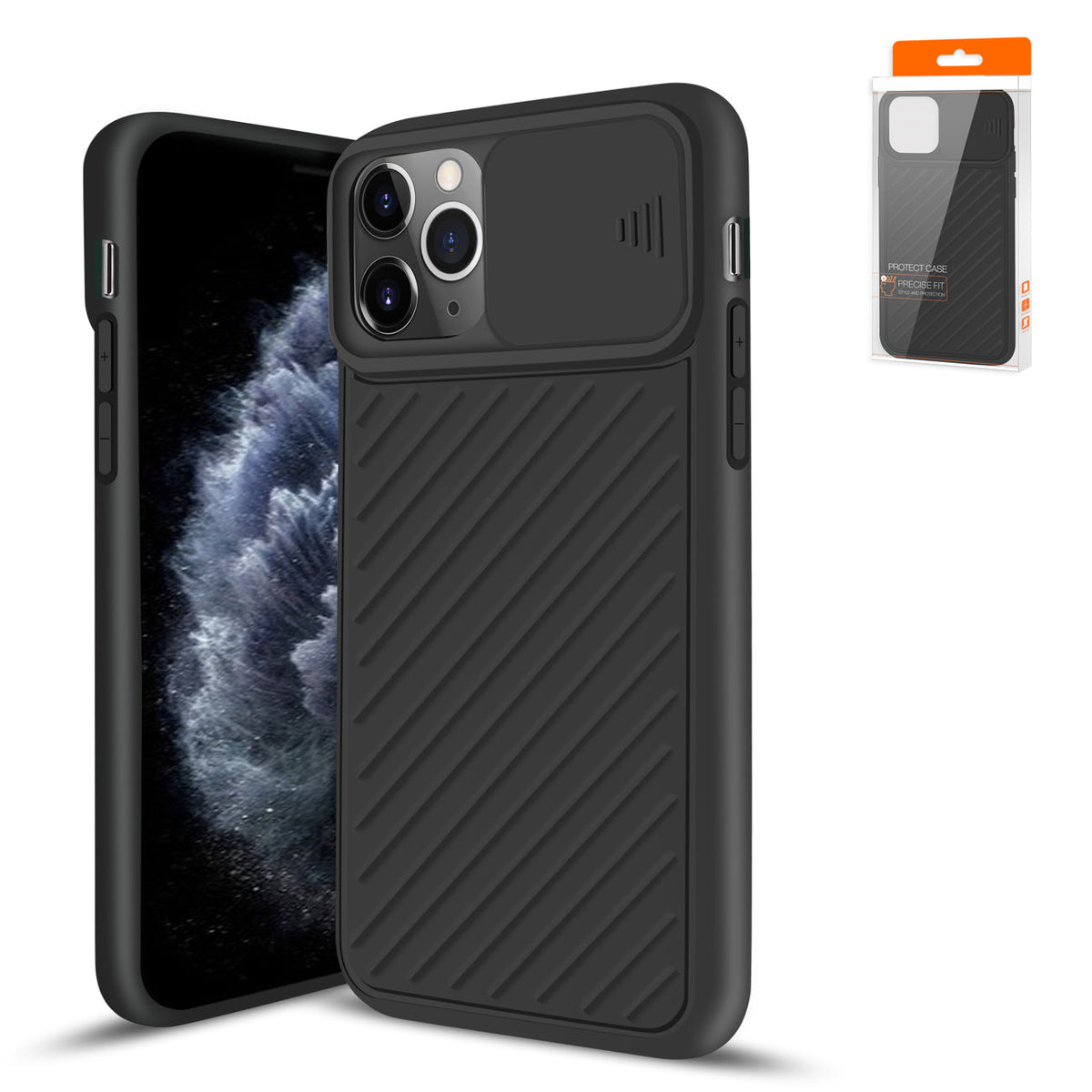 Reiko Camshield Series Case With Slide Camera Cover Tpu Case For APPLE IPHONE 11 PRO MAX In Black