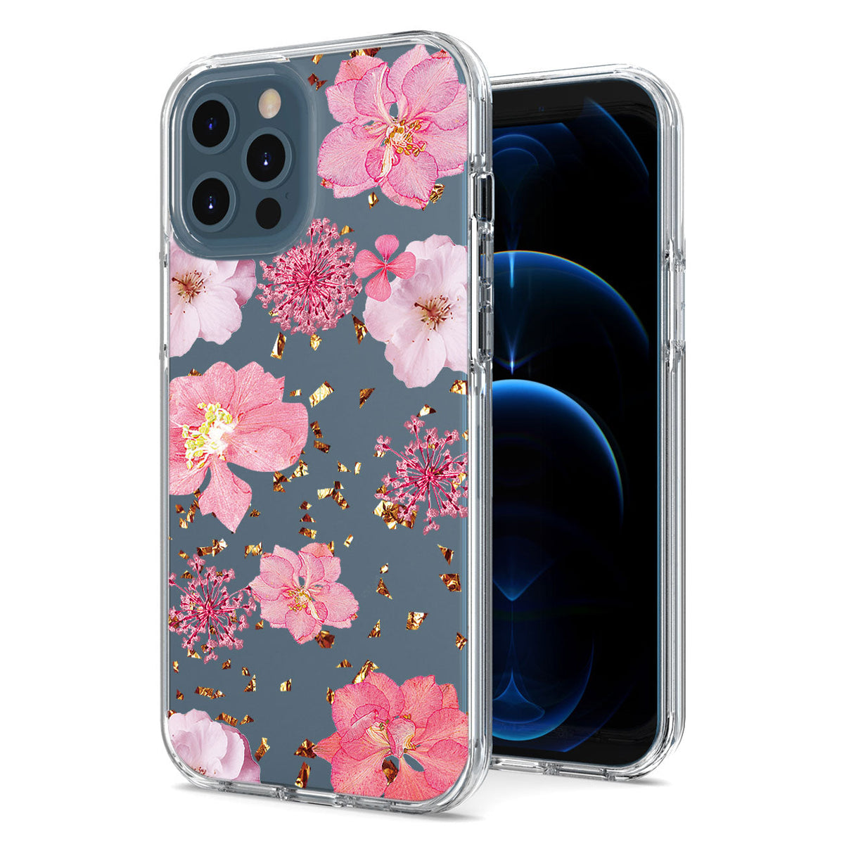 Pressed dried flower Design Phone case for APPLE IPHONE 12 PRO MAX in Pink