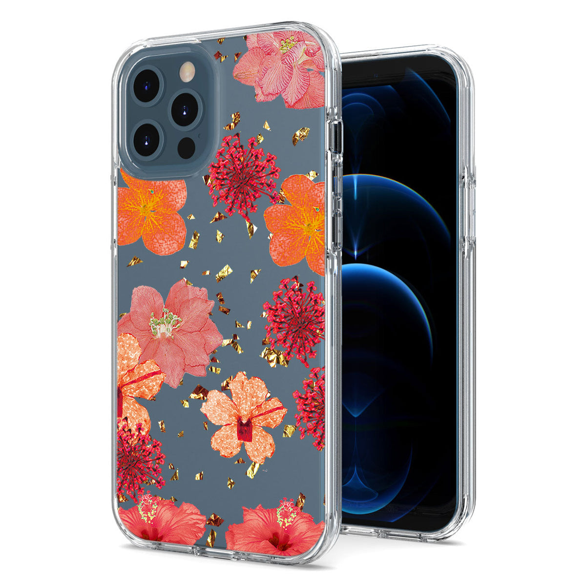 Pressed dried flower Design Phone case for APPLE IPHONE 12 PRO MAX in Red