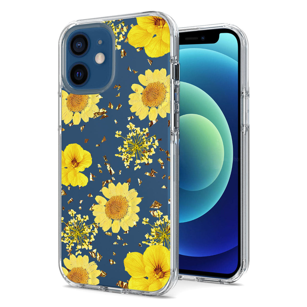 Pressed dried flower Design Phone case for APPLE IPHONE 12 MINI in Yellow