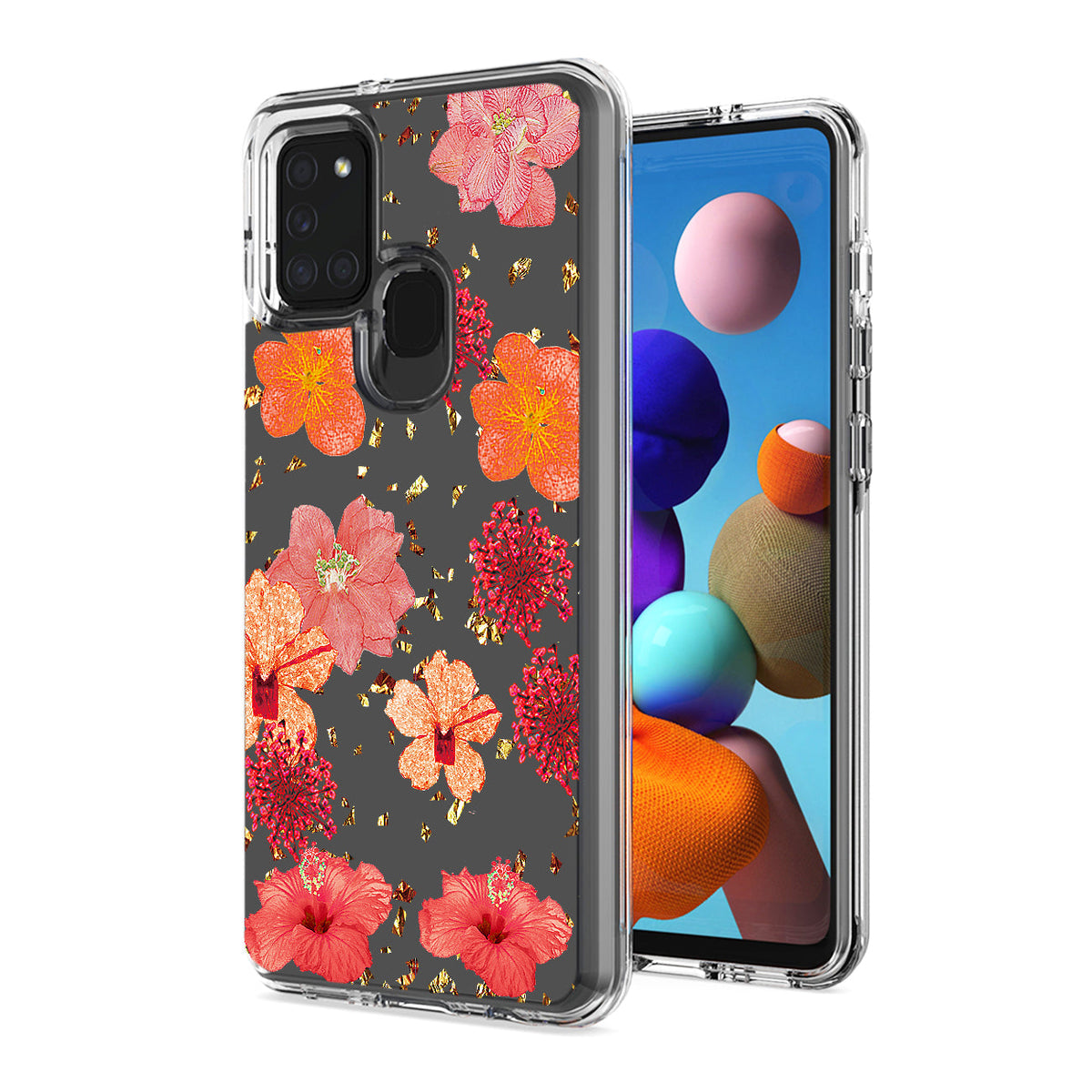 Pressed dried flower Design Phone case for SAMSUNG GALAXY A21S In Red