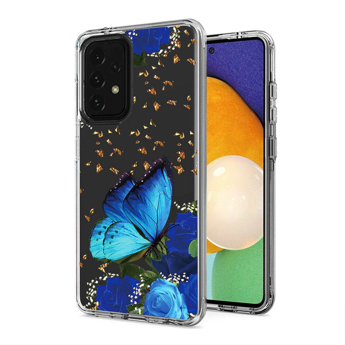 Pressed dried flower Design Phone case for Samsung Galaxy A52 5G In Blue