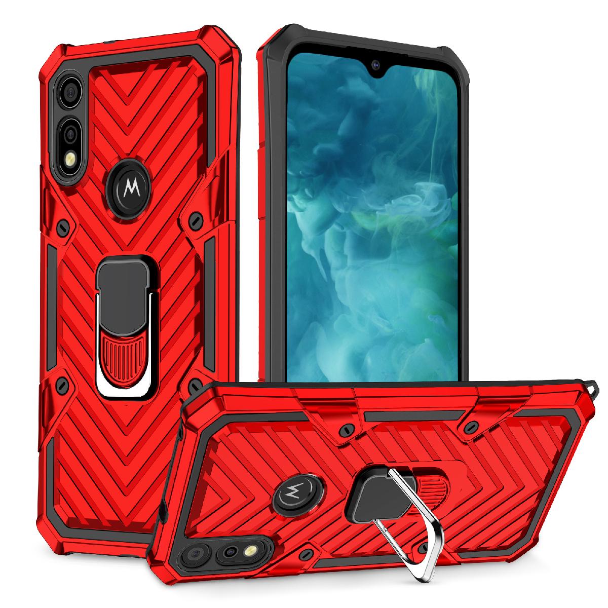 Reiko Kickstand Anti-Shock And Anti Falling Case for MOTOROLA E7 In Red