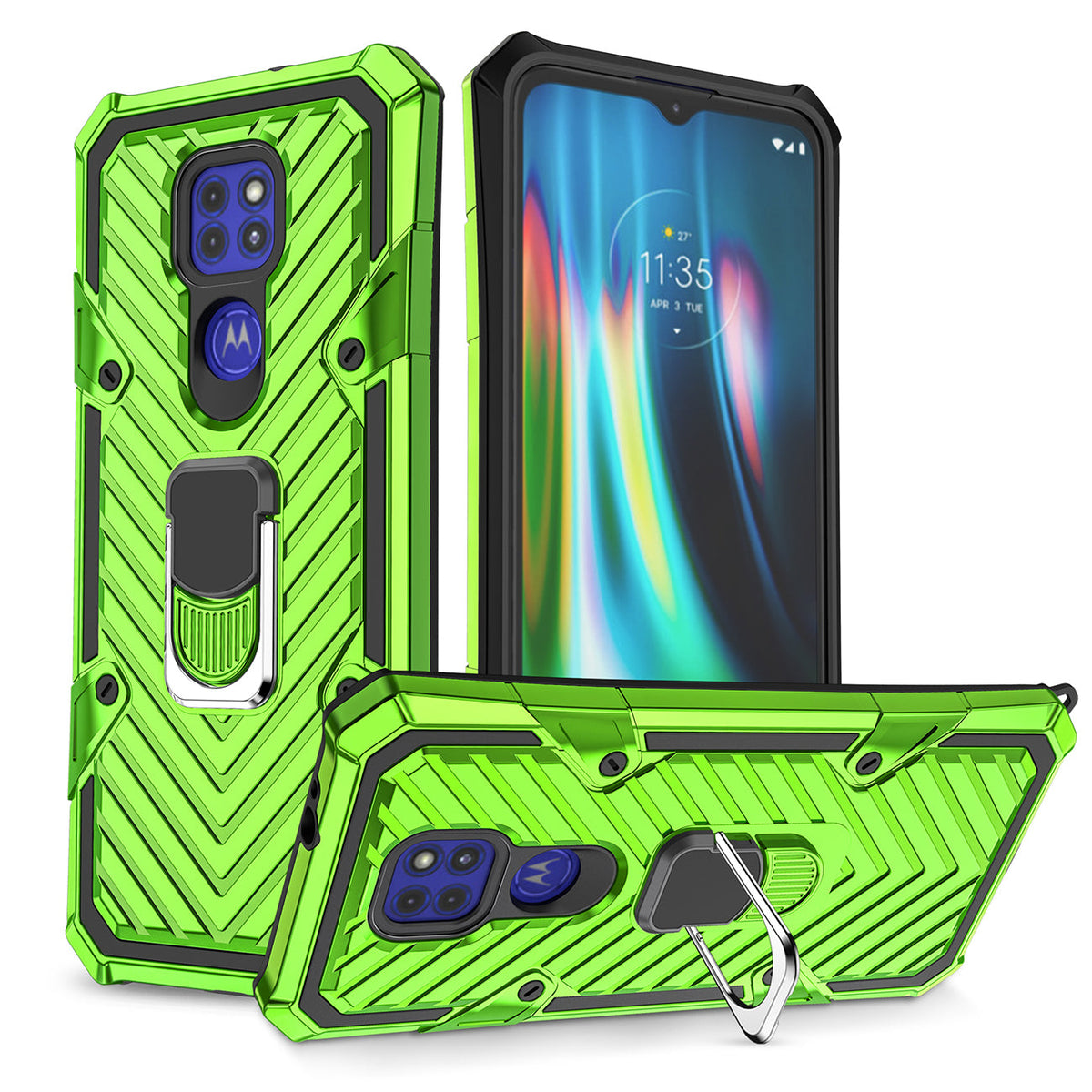 Reiko Kickstand Anti-Shock And Anti Falling Case for Moto G9/G9 PLAY In Green