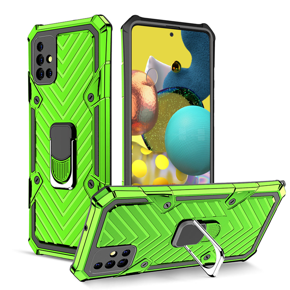 Reiko Kickstand Anti-Shock And Anti Falling Case for SAMSUNG GALAXY A51 5G In Green
