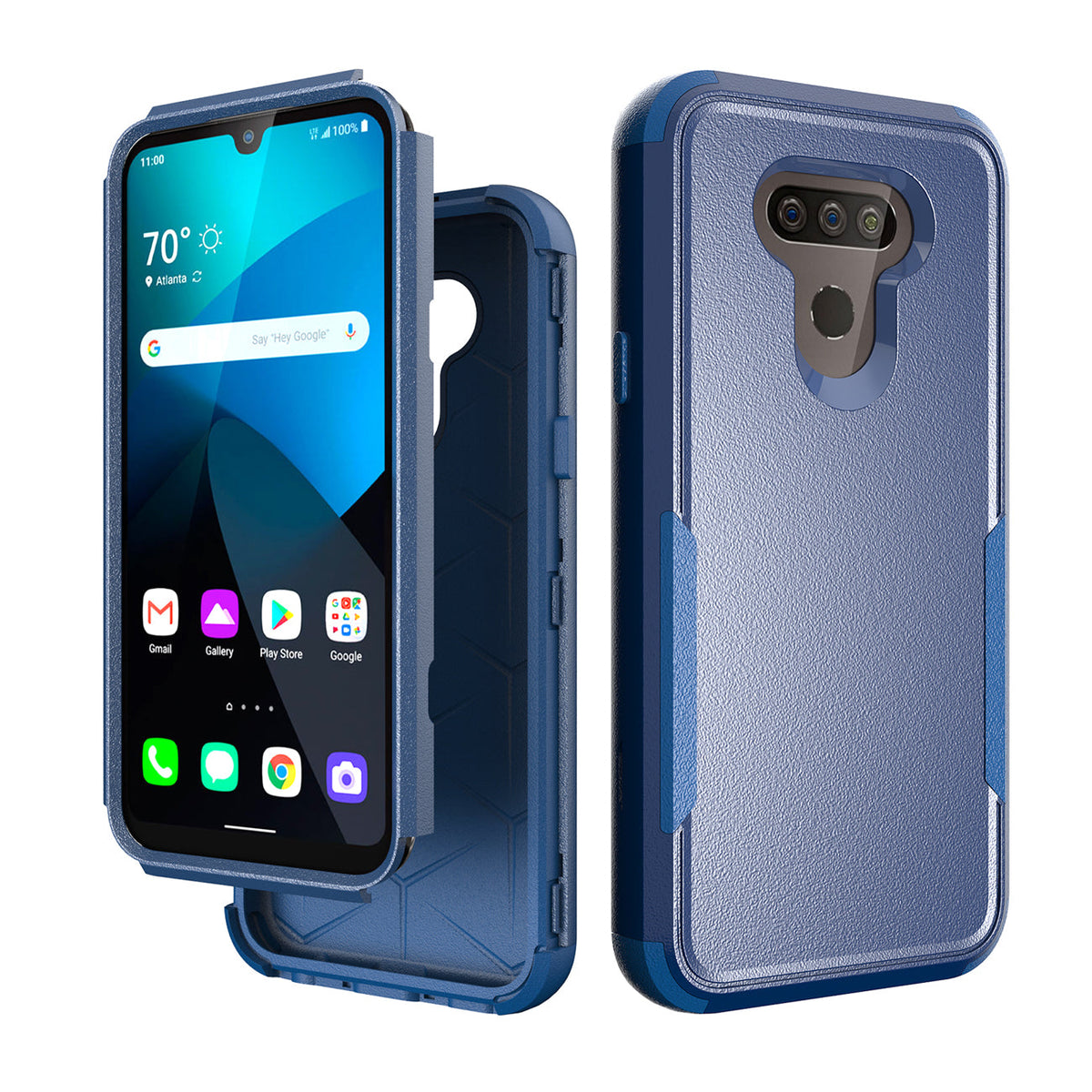 3in1 Hybrid Heavy Duty Defender Rugged Armor Case For LG HARMONY 4 In Black