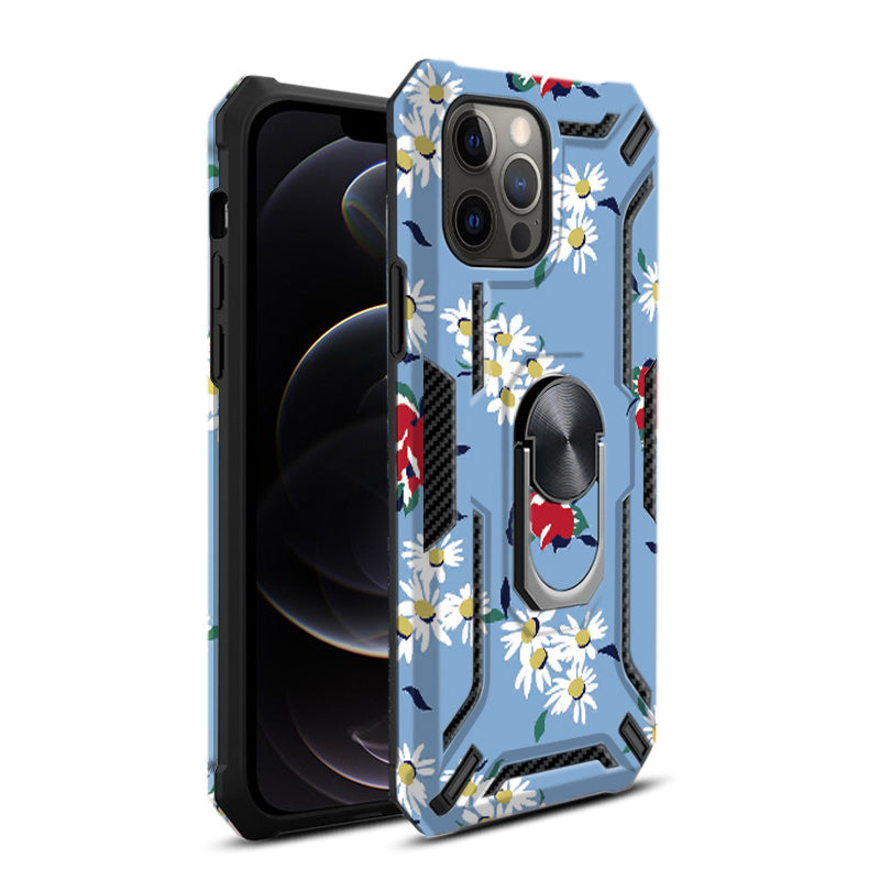 Reiko Phone Case with Magnetic Ring Holder For IPHONE 12 PRO MAX In Blue