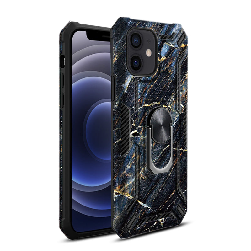 Reiko Phone Case with Magnetic Ring Holder For IPHONE 12 MINI In Black