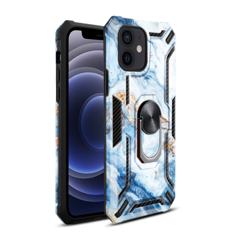 Reiko Phone Case with Magnetic Ring Holder For IPHONE 12 MINI In Blue
