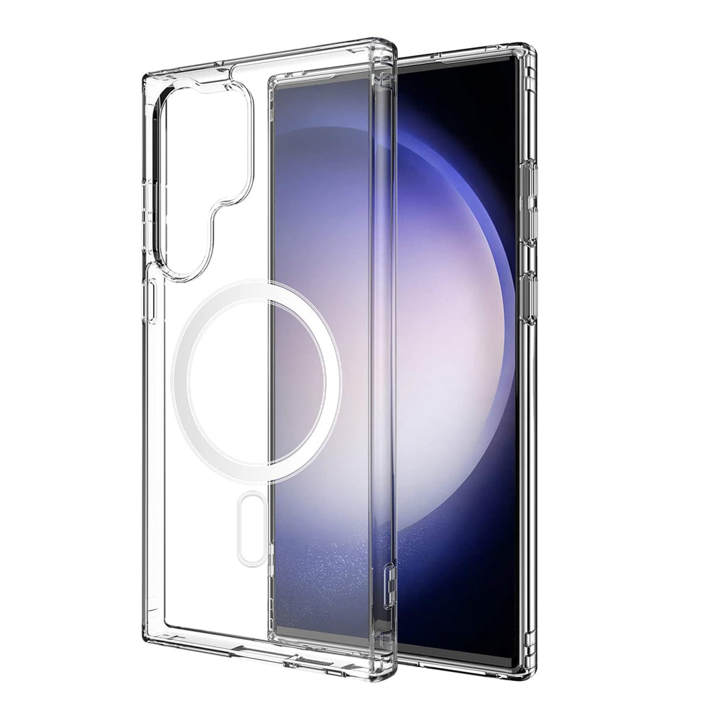Reiko Magnetic Wireless Charging TPU Bumper Case For Samsung S 23 Ultra In Clear