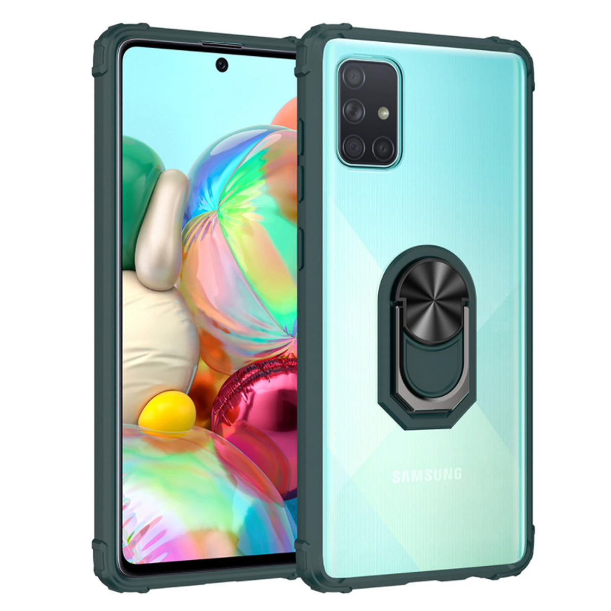 Kickstand Ring Holder TPU Shockproof Case With Magnetic Car MountSAMSUNG GALAXY A51 5G In Green