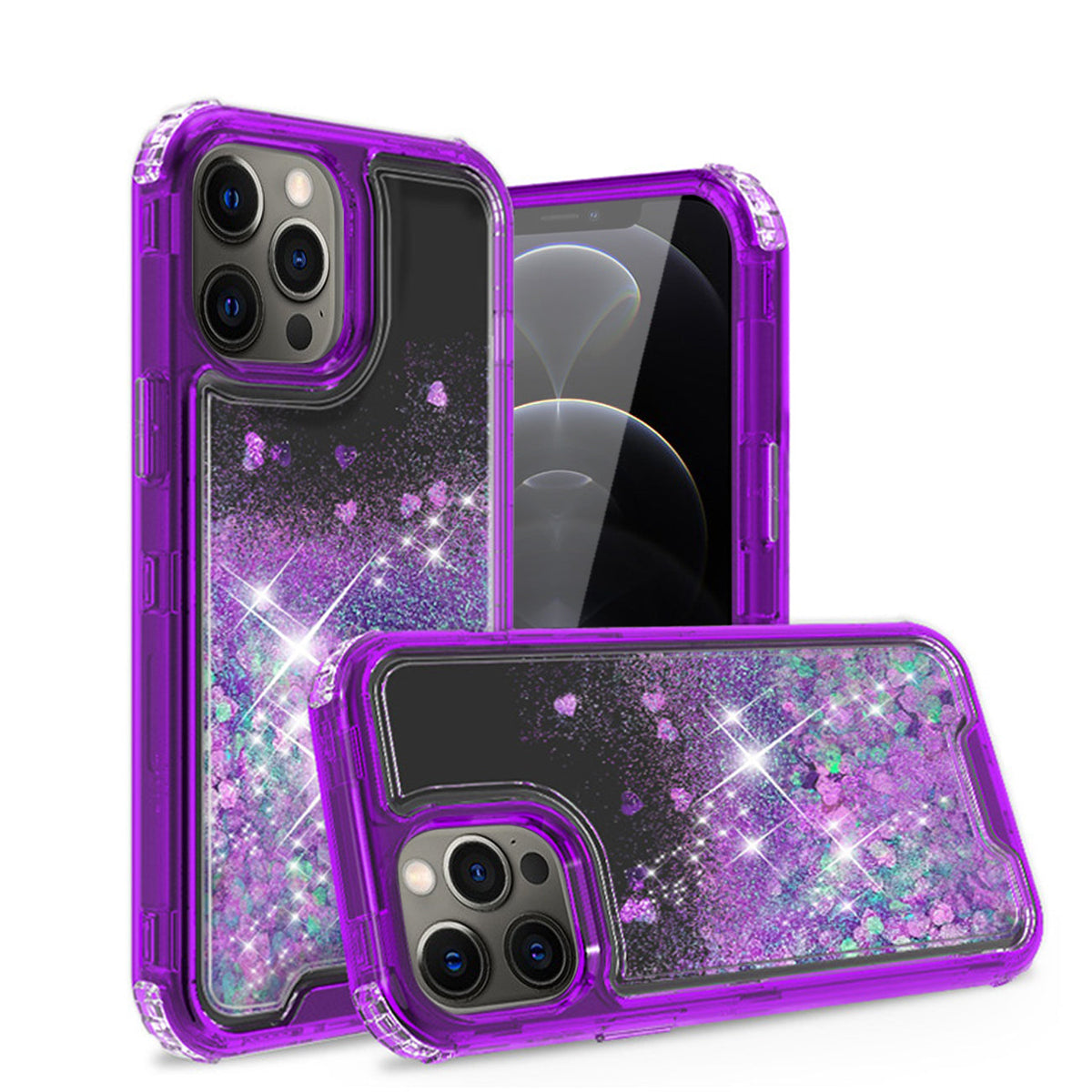 Glitter Case Moving Quicksand In BlackAPPLE IPHONE 12 PRO MAX In Purple
