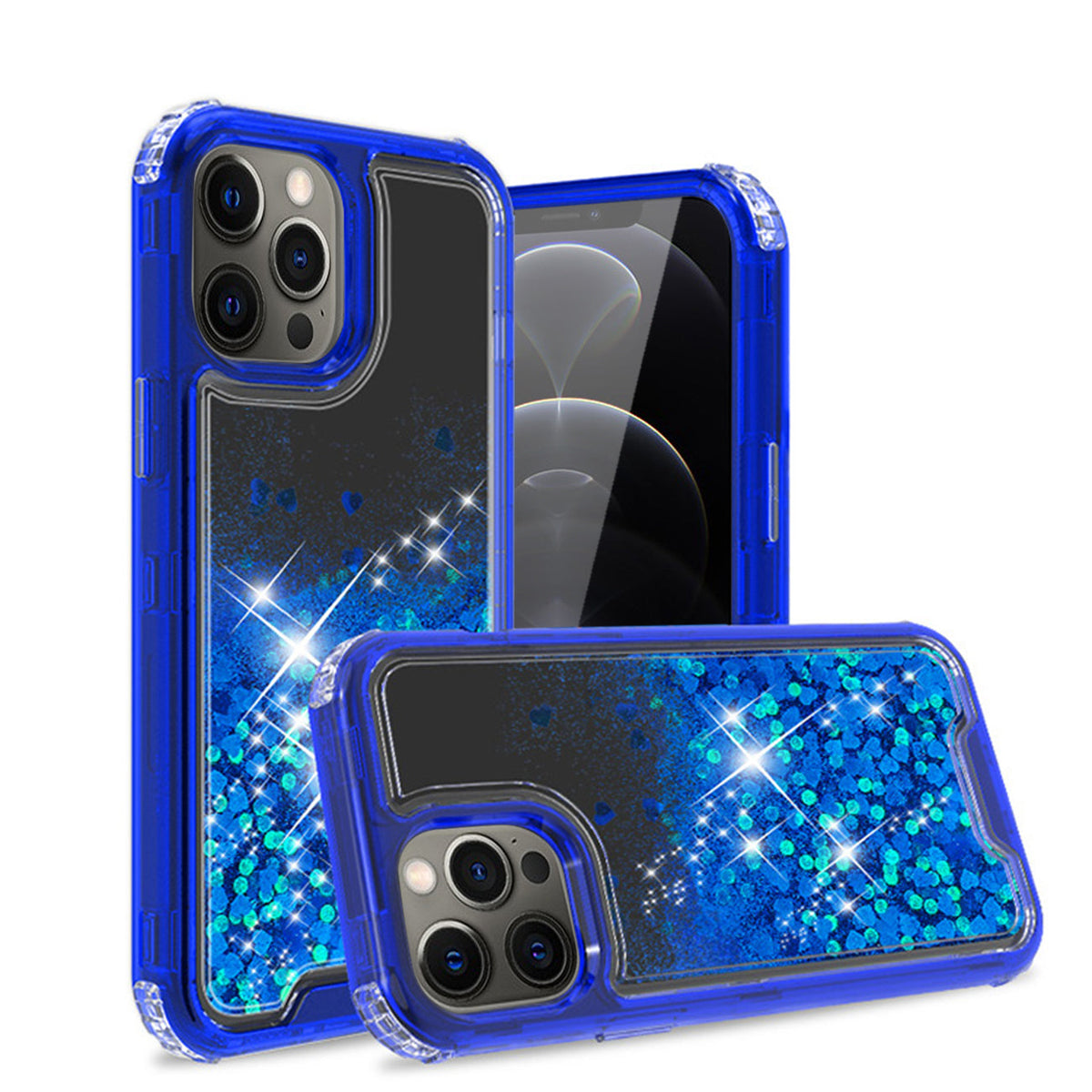 Glitter Case Moving Quicksand In BlackAPPLE IPHONE 12/IPHONE 12 PRO In Navy