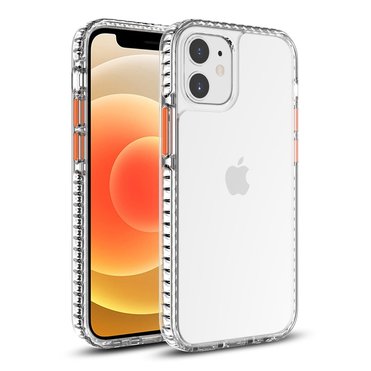 TPU Bumper Shockproof Case With Embedded Coil In BlackAPPLE IPHONE 12 MINI In Clear Orange