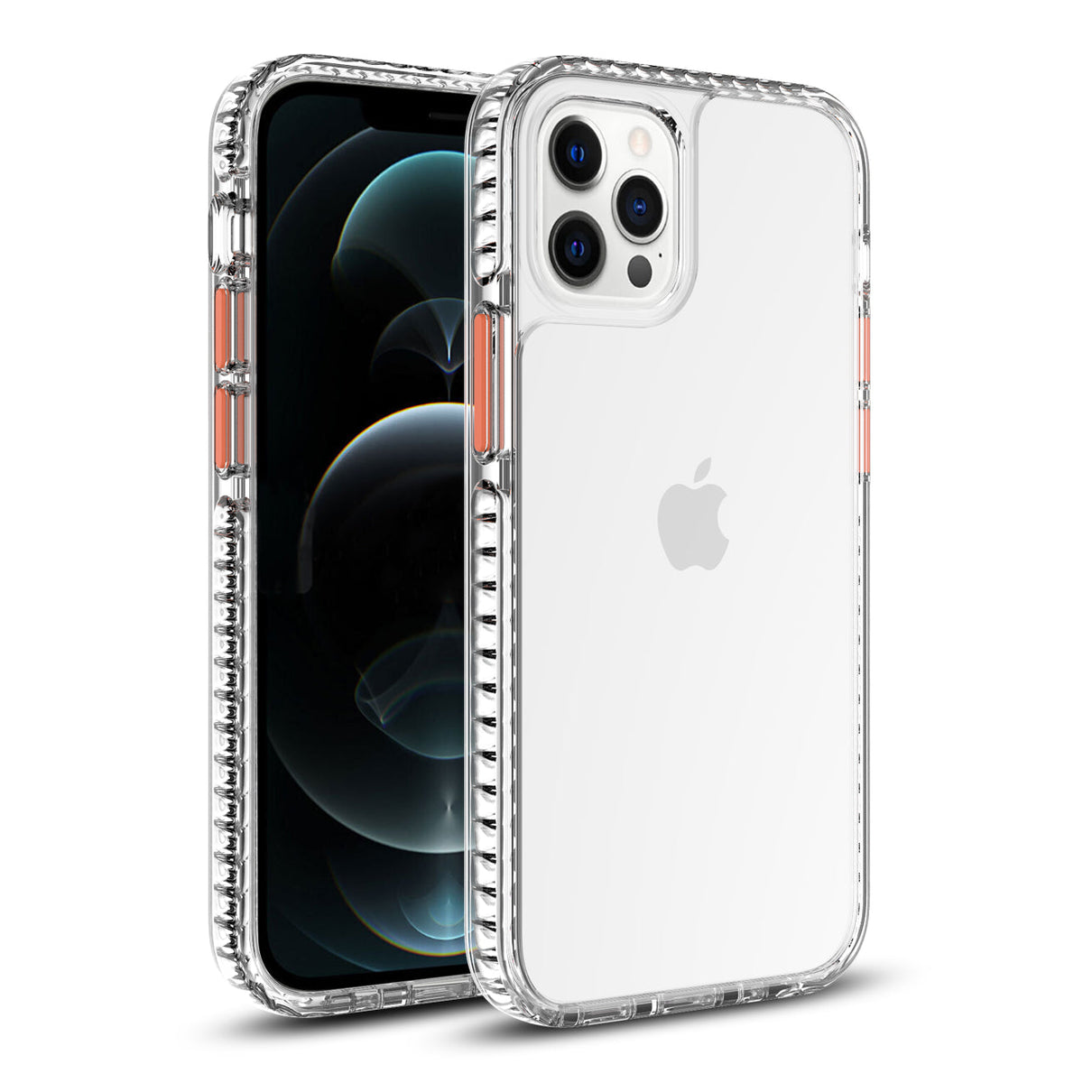 TPU Bumper Shockproof Case With Embedded Coil In BlackAPPLE IPHONE 12/IPHONE 12 PRO In Clear Orange