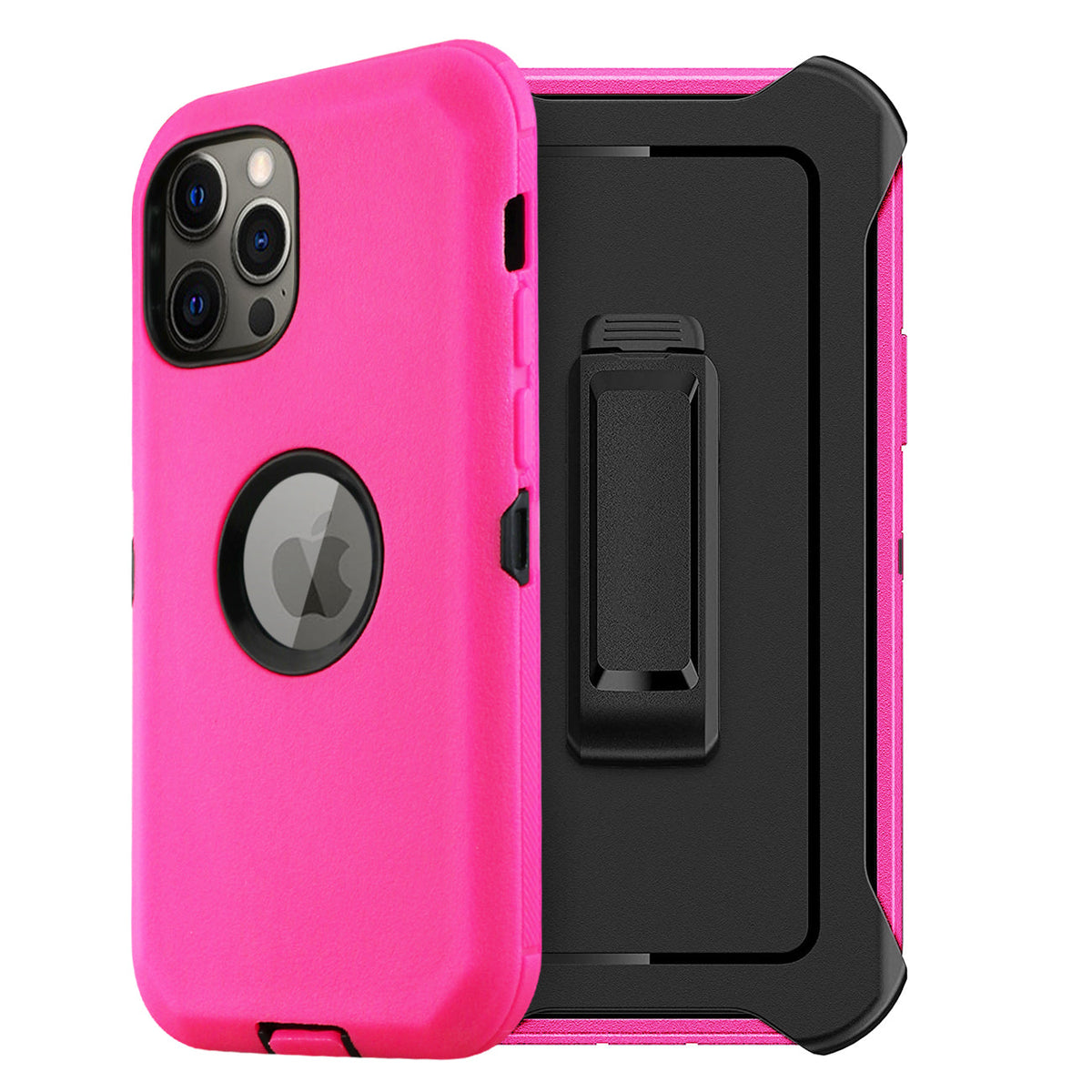 Multilayer Full Protection with Built-In Screen Protector CaseAPPLE IPHONE 12/IPHONE 12 PRO In Hot Pink