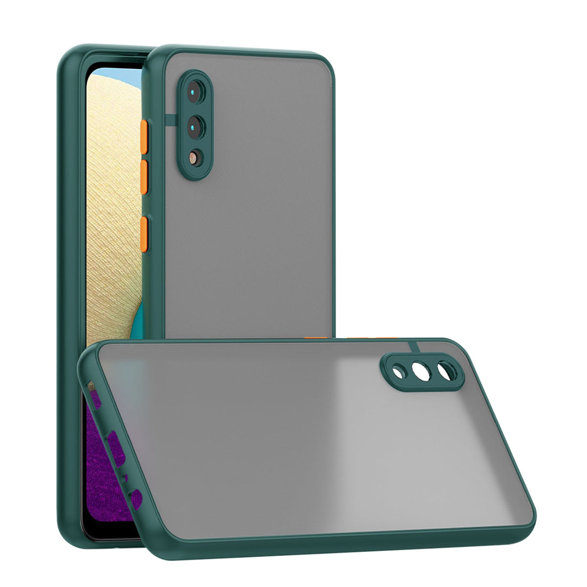 Camera Protection Translucent Case For Samsung Galaxy A20 /M02 In Dark Green
