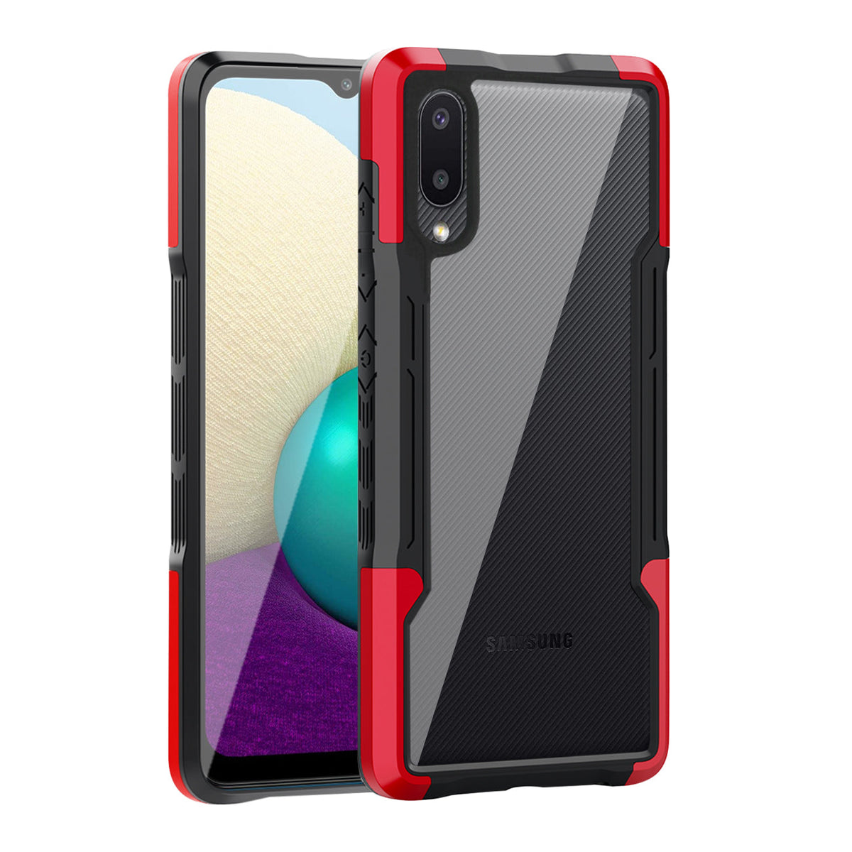 Shockproof Excellent Grip with Silky Feeling for Samsung Galaxy A20 /M02 In Red