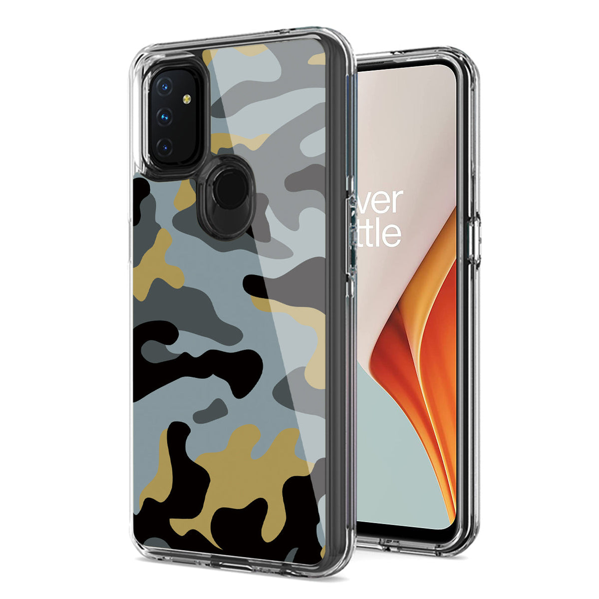 Camouflage Dual Layer Hybrid Hard Plastic and Soft TPU Rubber Case Cover for ONEPLUS NORD N100 In Blue