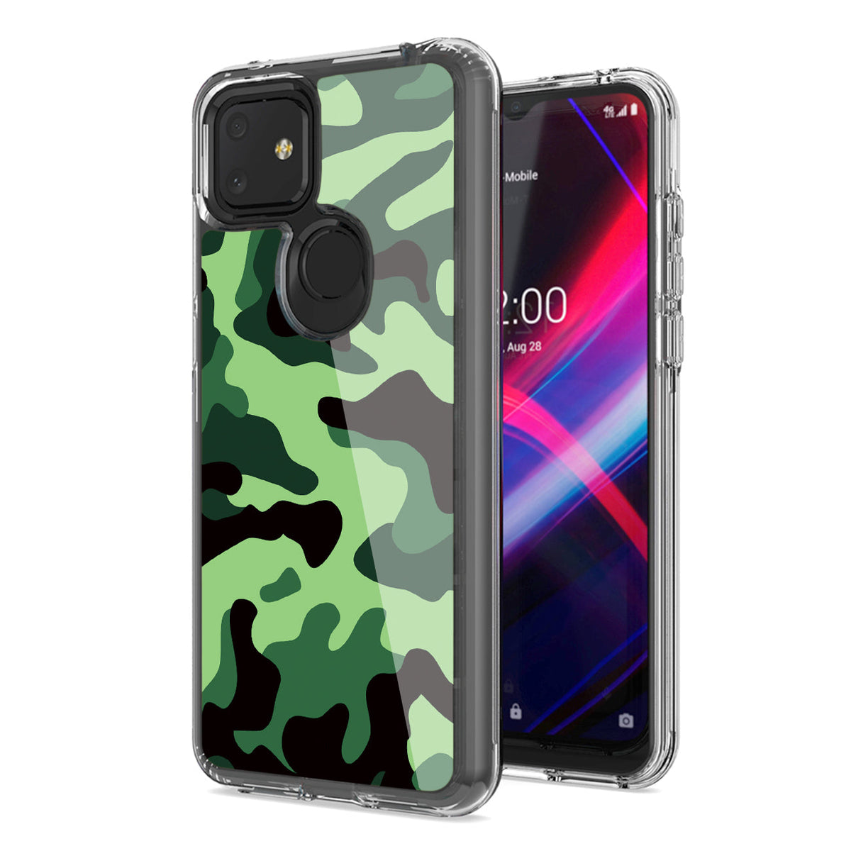 Camouflage Dual Layer Hybrid Hard Plastic and Soft TPU Rubber Case Cover for REVVL 4 PLUSE In Mint Green