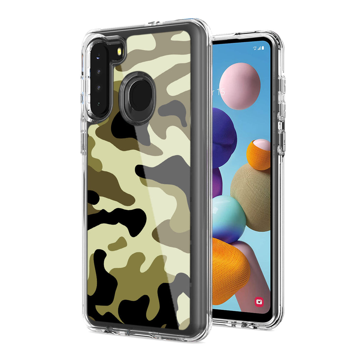 Camouflage Dual Layer Hybrid Hard Plastic and Soft TPU Rubber Case Cover for  SAMSUNG GALAXY S21/S30 In Green
