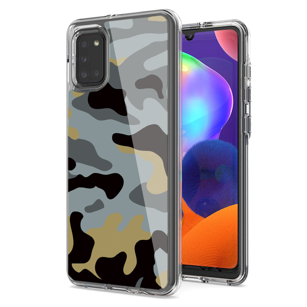 Camouflage Dual Layer Hybrid Hard Plastic and Soft TPU Rubber Case Cover for  SAMSUNG GALAXY A31 In Blue