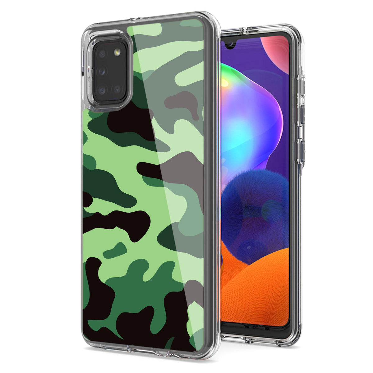 Camouflage Dual Layer Hybrid Hard Plastic and Soft TPU Rubber Case Cover for  SAMSUNG GALAXY A31 In Mint Green