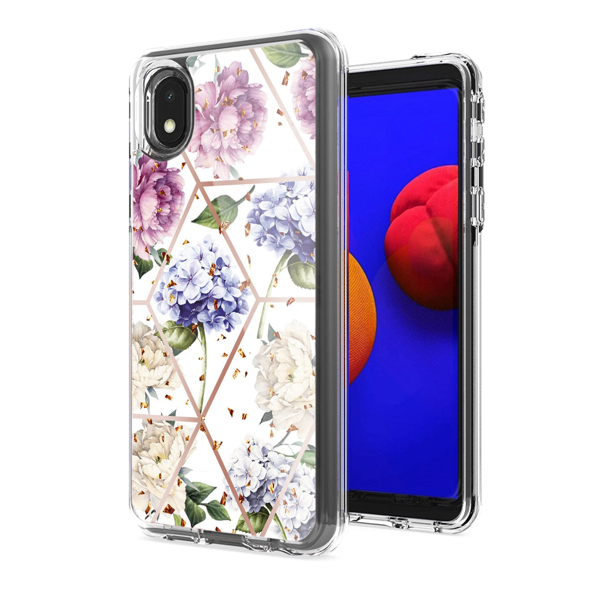 Flower Design Pattern Printing Dual Layer Hybrid Hard Plastic and Soft TPU Rubber Case Cover for SAMSUNG GALAXY S21 FE In Light Purple Base Flower