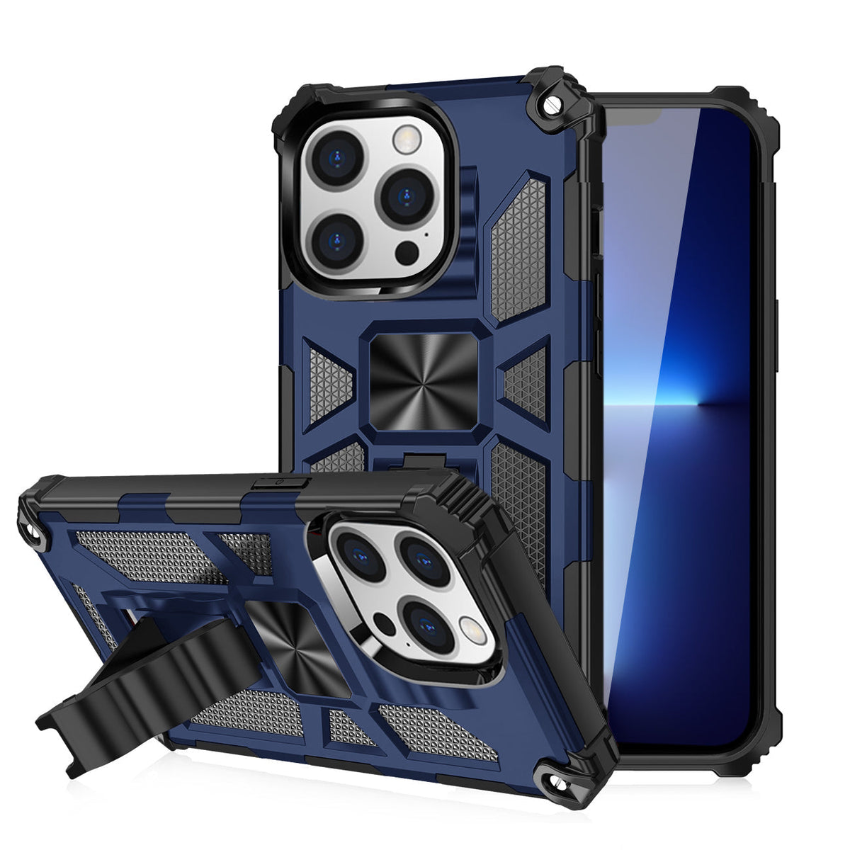 Built-in Kickstand TPU Case with Magnetic Mount for APPLE IPHONE 13 PRO MAX in Blue