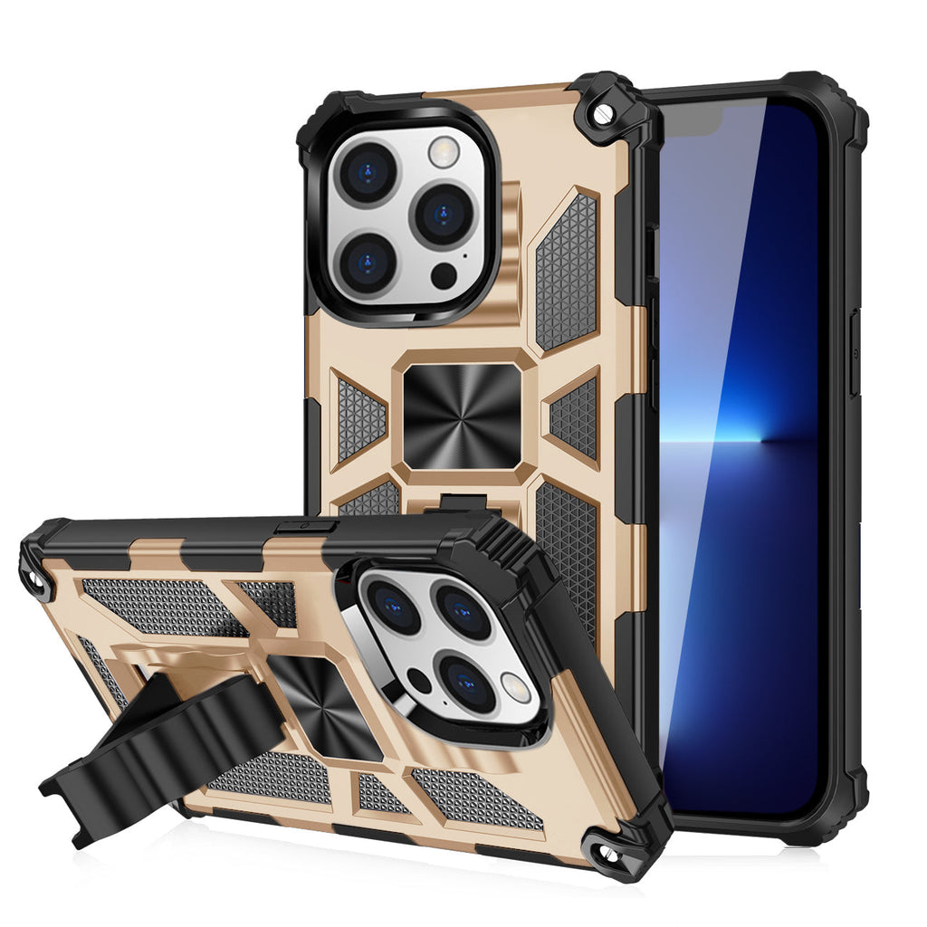 Built-in Kickstand TPU Case with Magnetic Mount for APPLE IPHONE 13 PRO MAX in Gold