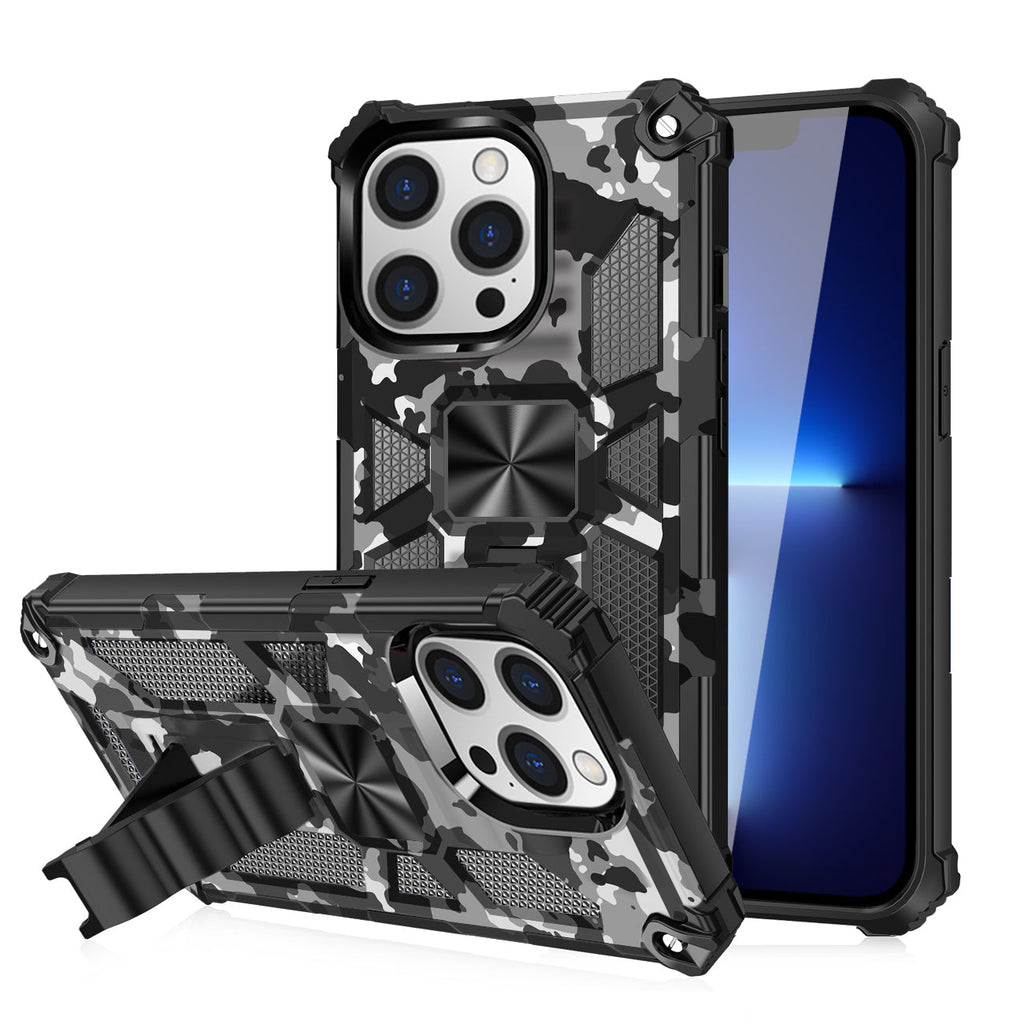 Built-in Kickstand TPU Case with Magnetic Mount for APPLE IPHONE 13 PRO in Camouflage