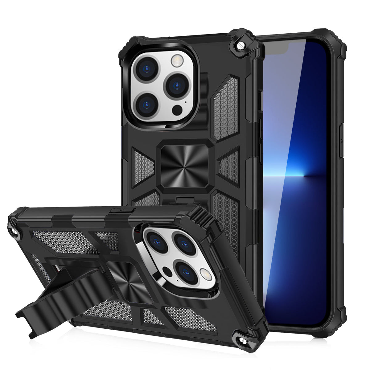 Built-in Kickstand TPU Case with Magnetic Mount for APPLE IPHONE 13 PRO in Black