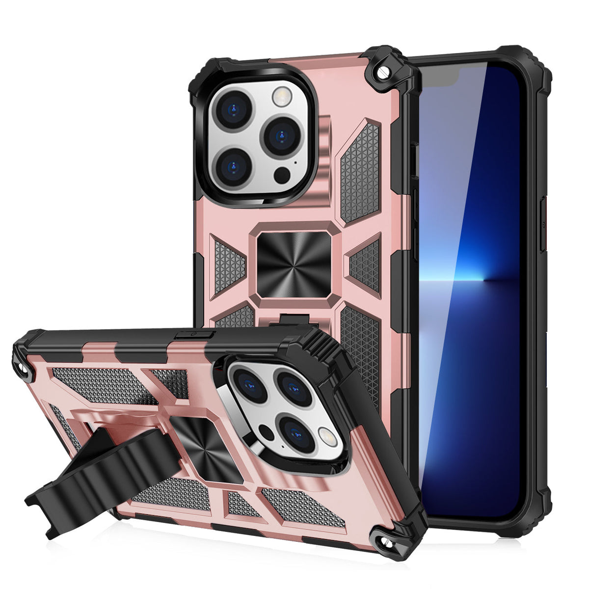 Built-in Kickstand TPU Case with Magnetic Mount for APPLE IPHONE 13 PRO in Rose Gold