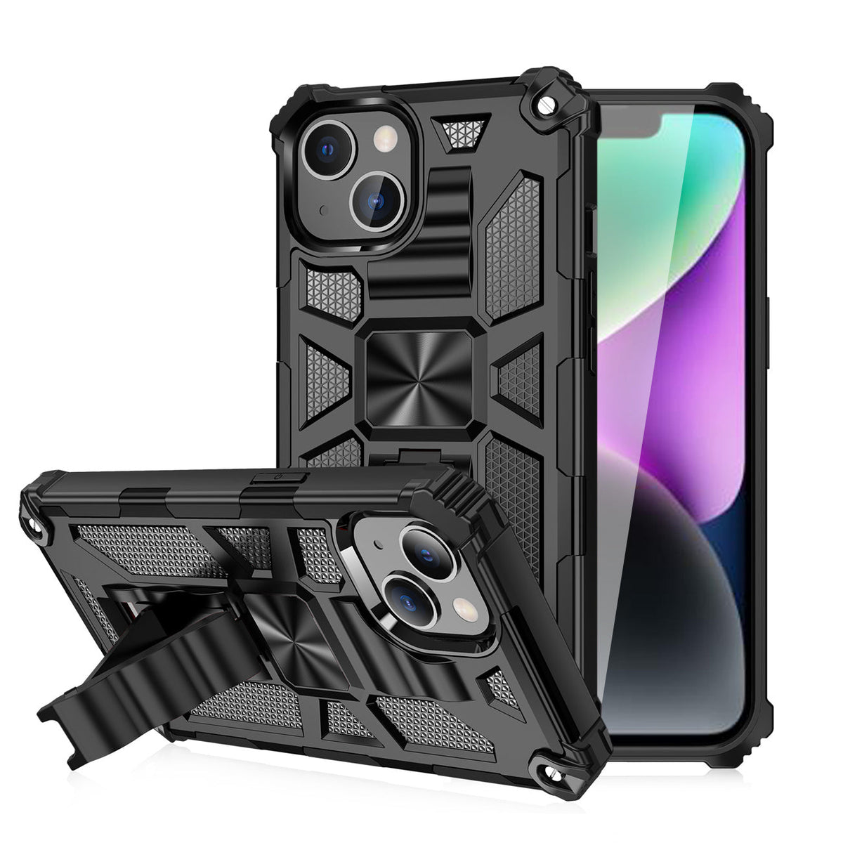 Built-in Kickstand TPU Case with Magnetic Mount for APPLE IPHONE 14 in Black