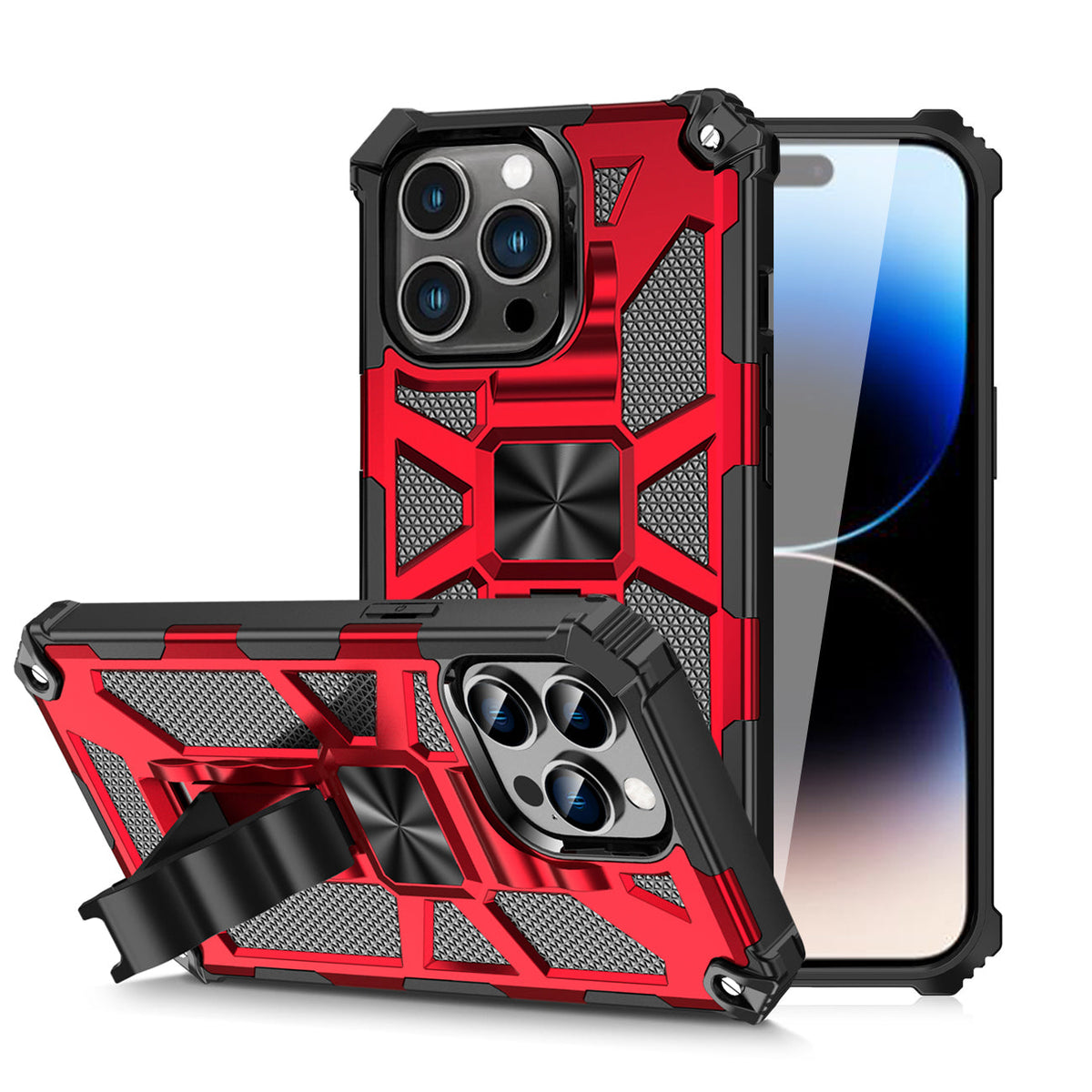 Built-in Kickstand TPU Case with Magnetic Mount for APPLE IPHONE 14 PRO MAX in Red