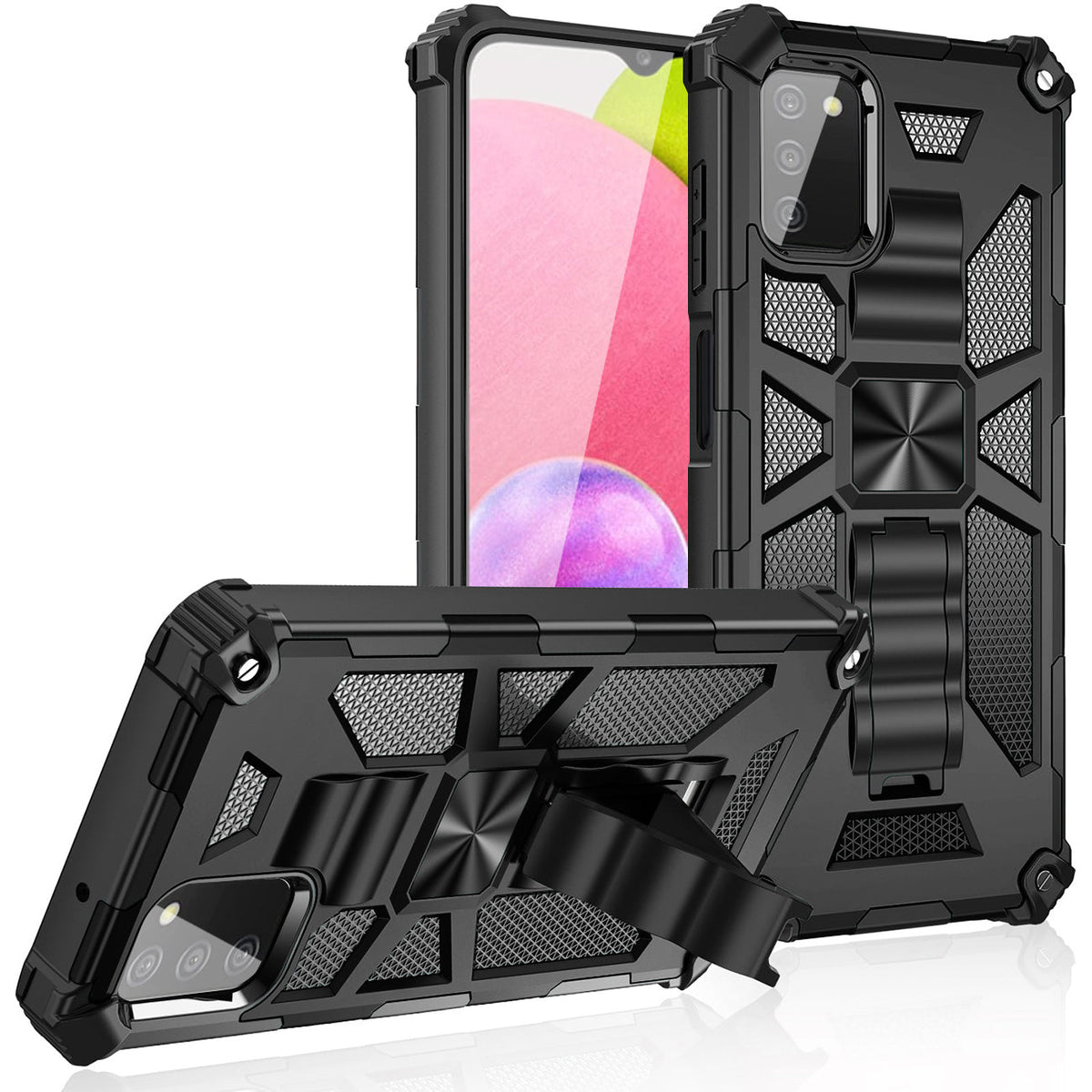 Built-in Kickstand TPU Case with Magnetic Mount for SAMSUNG GALAXY A02S in Black