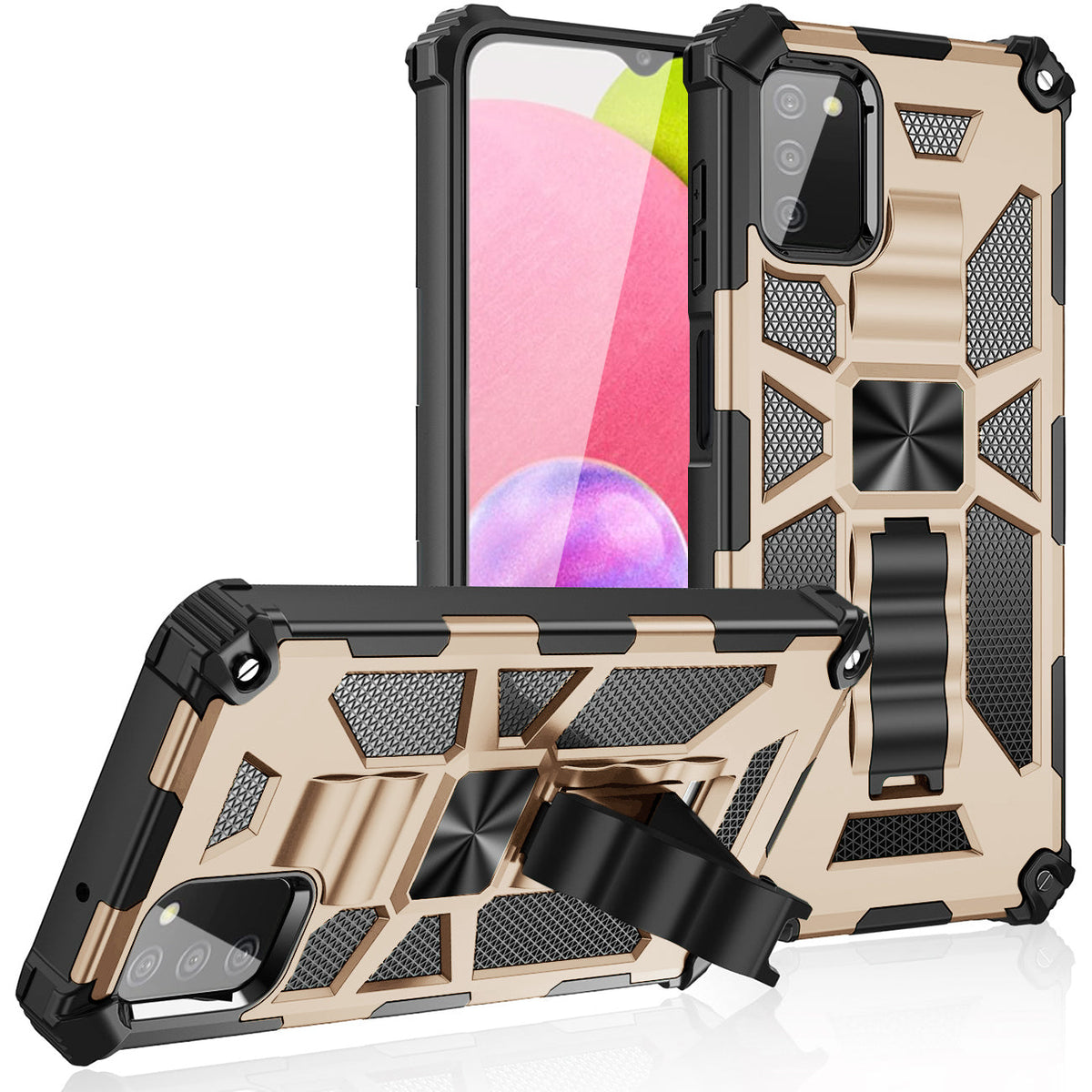 Built-in Kickstand TPU Case with Magnetic Mount for SAMSUNG GALAXY A02S in Rose Gold