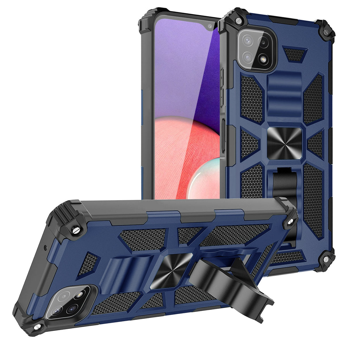 Built-in Kickstand TPU Case with Magnetic Mount for SAMSUNG GALAXY A22 5G in Blue
